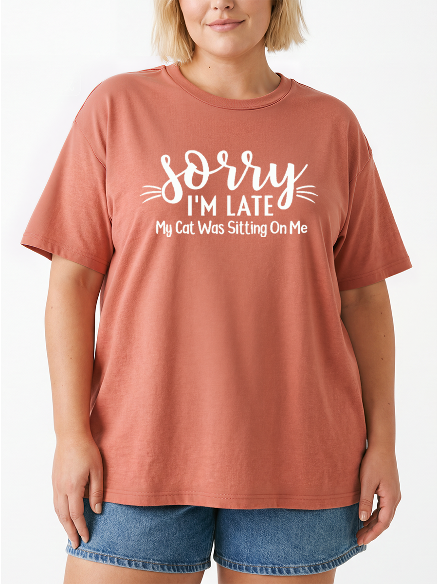 Vintage My Cat Was Sitting On Me  Funny Cat Mom Oversize Graphic Tee