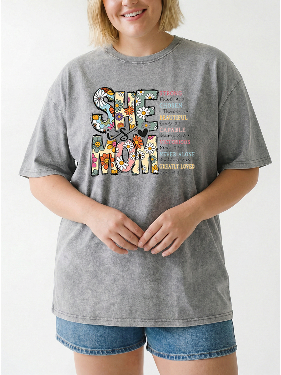 Vintage Retro Christian Mother'S Day Washed T-Shirt