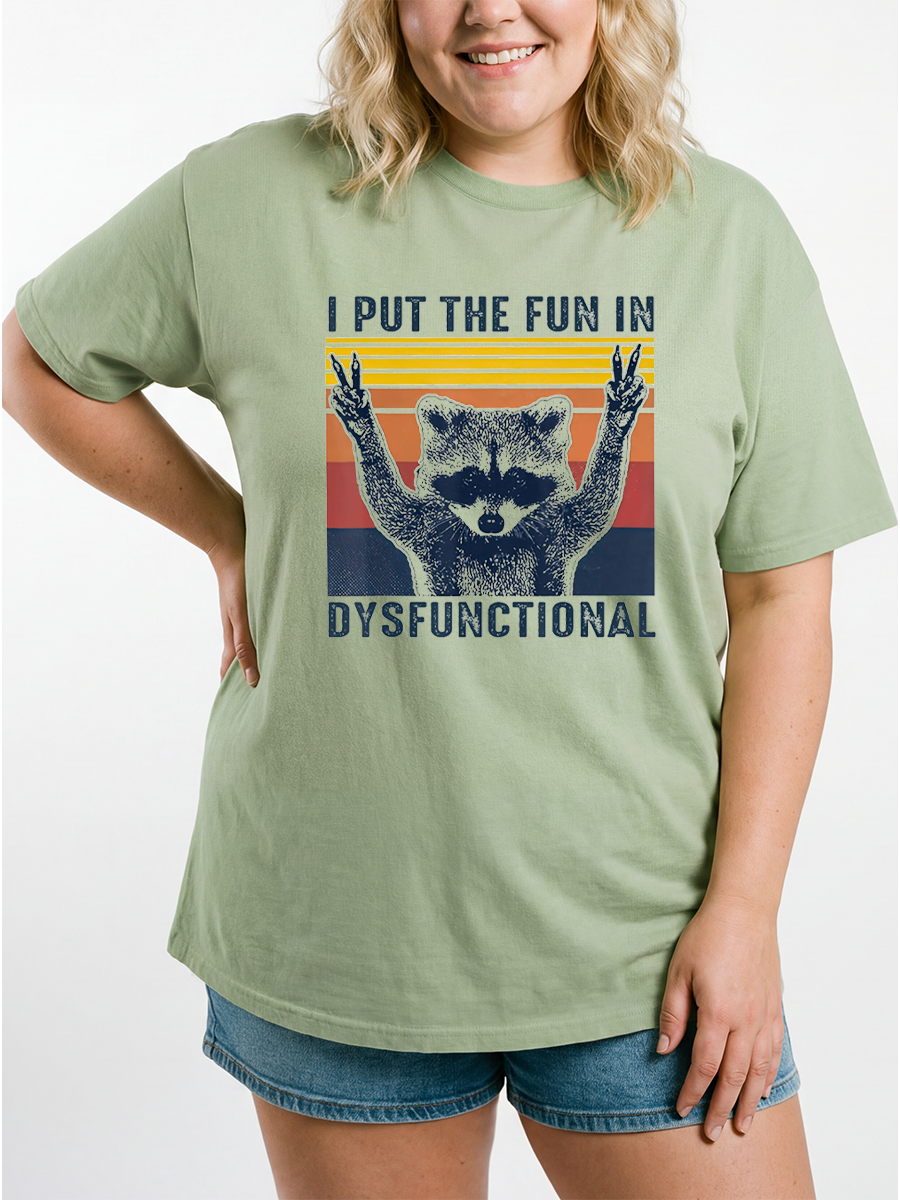 Vintage I Put The Fun In Dysfunctional Oversize Graphic Tee