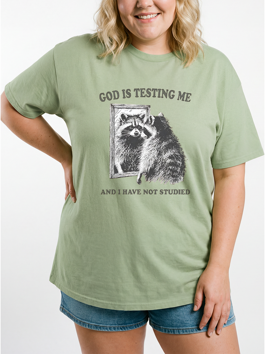 Vintage God Is Testing Me And I Have Not Studied Oversize Graphic Tee