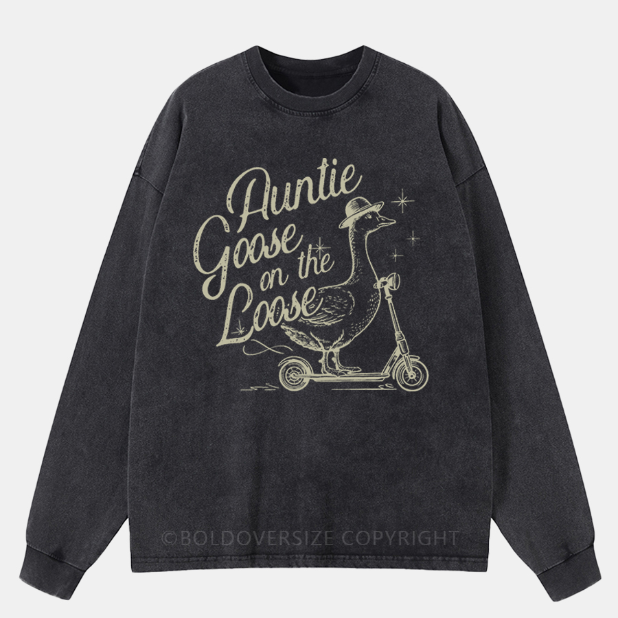 Vintage Auntie Goose On The Loose Washed Long Sleeve Shirt