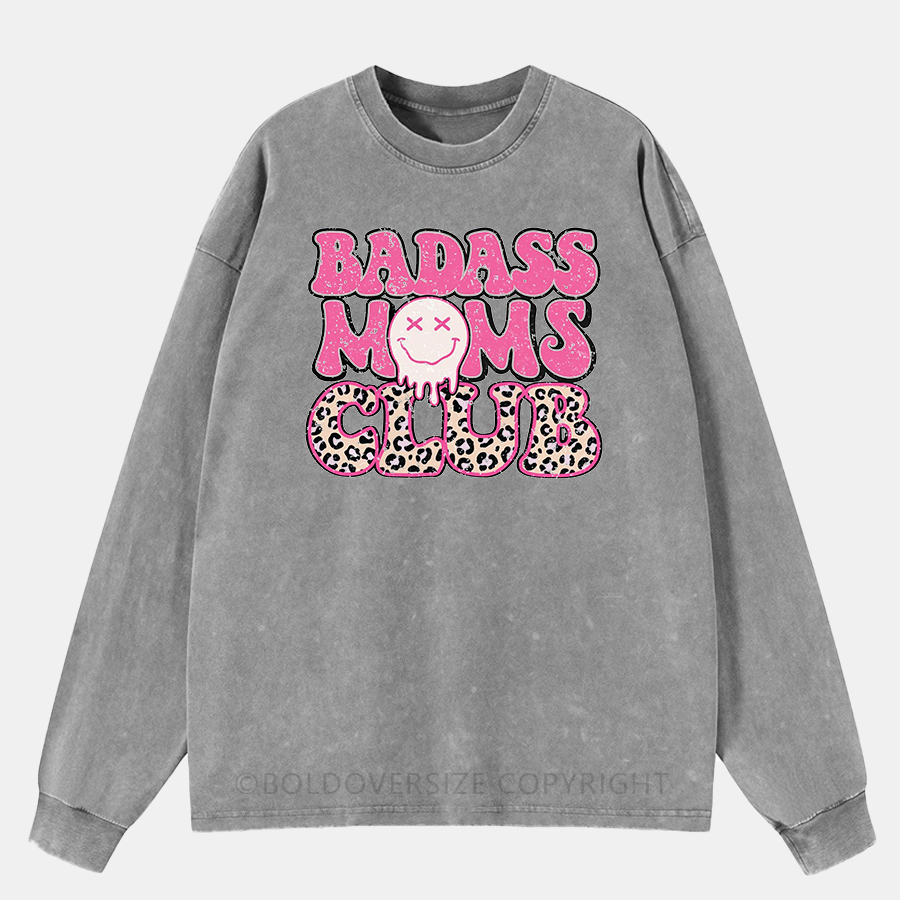 Vintage Badass Mom Club Washed Long Sleeve Shirt