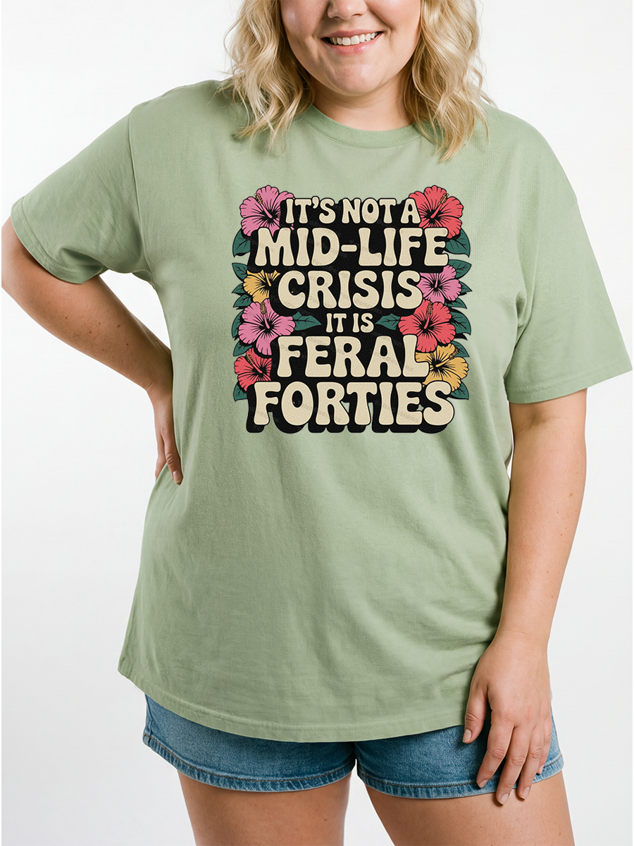 Vintage Feral Forties Midlife Crisis Oversize Graphic Tee