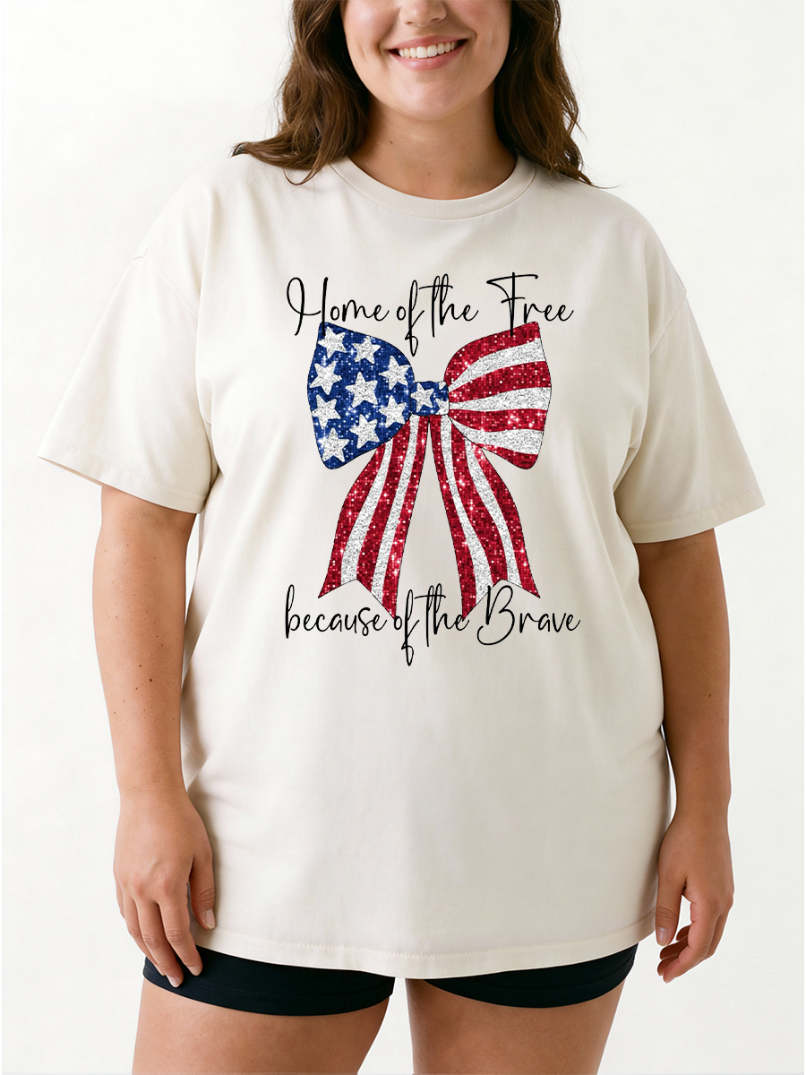 Vintage Home Of The Free Because Of The Brave Oversize Graphic Tee