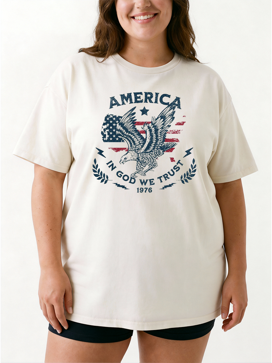 Vintage Patriotic Eagle Oversize Graphic Tee