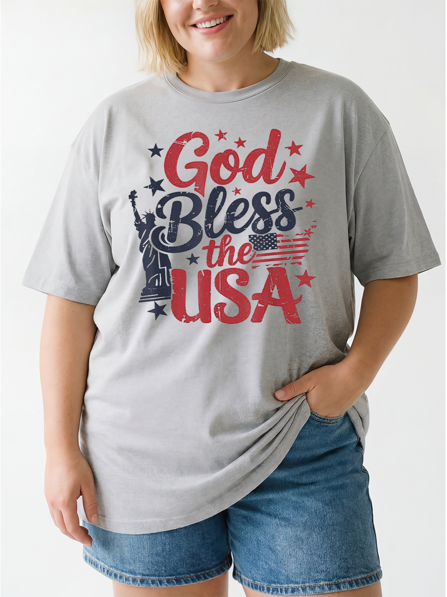 Vintage God Bless The Usa Oversize Graphic Tee
