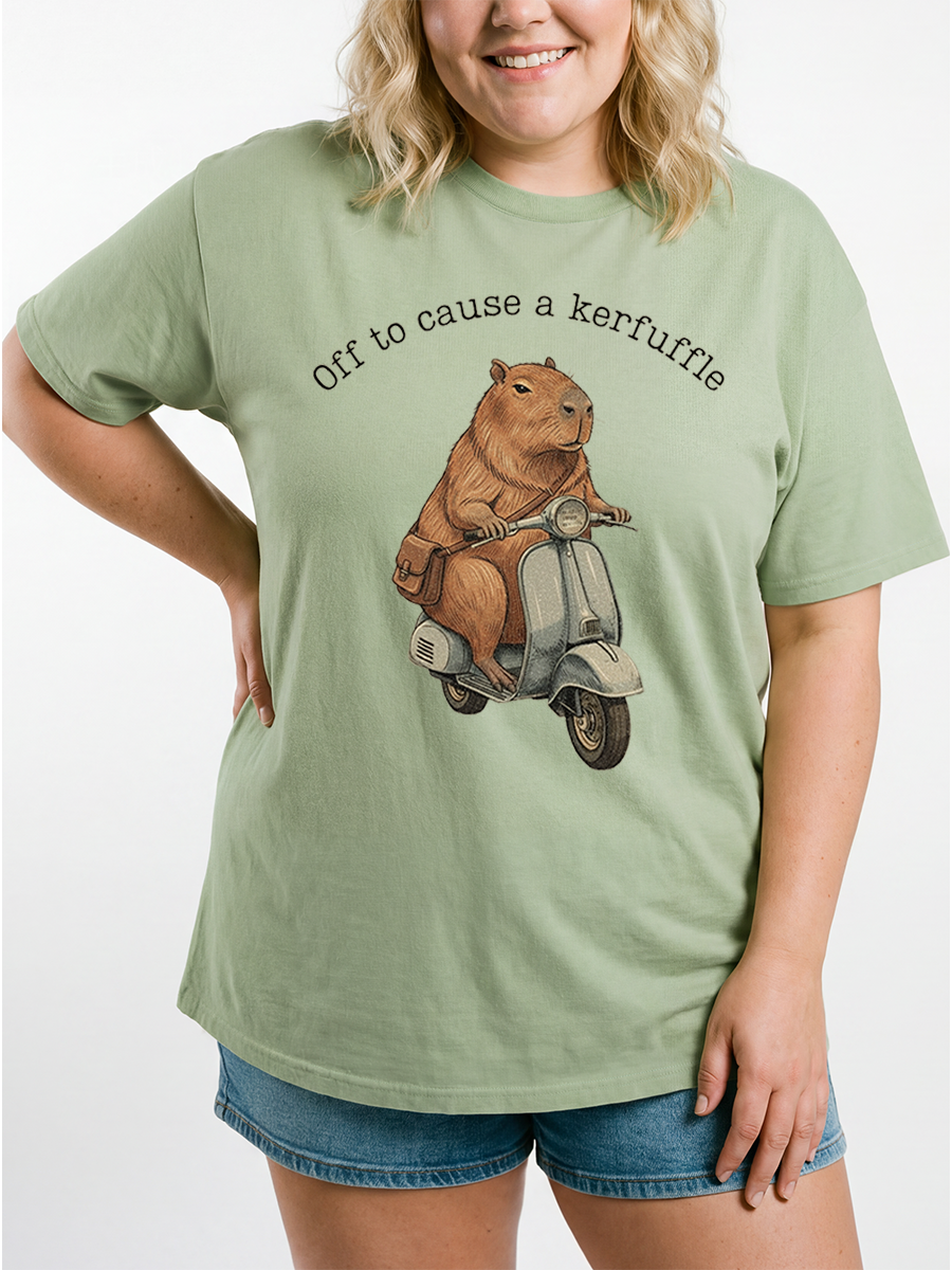 Vintage Funny Capybara Scooter Oversize Graphic Tee