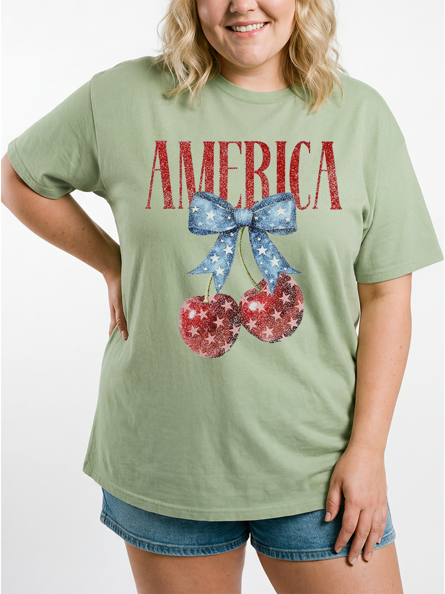 Vintage America  Cherry Oversize Graphic Tee