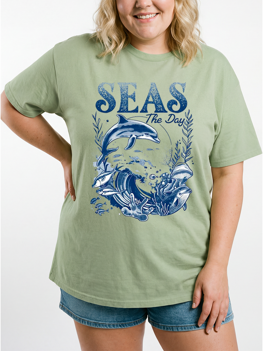 Vintage Seas The Day Oversize Graphic Tee