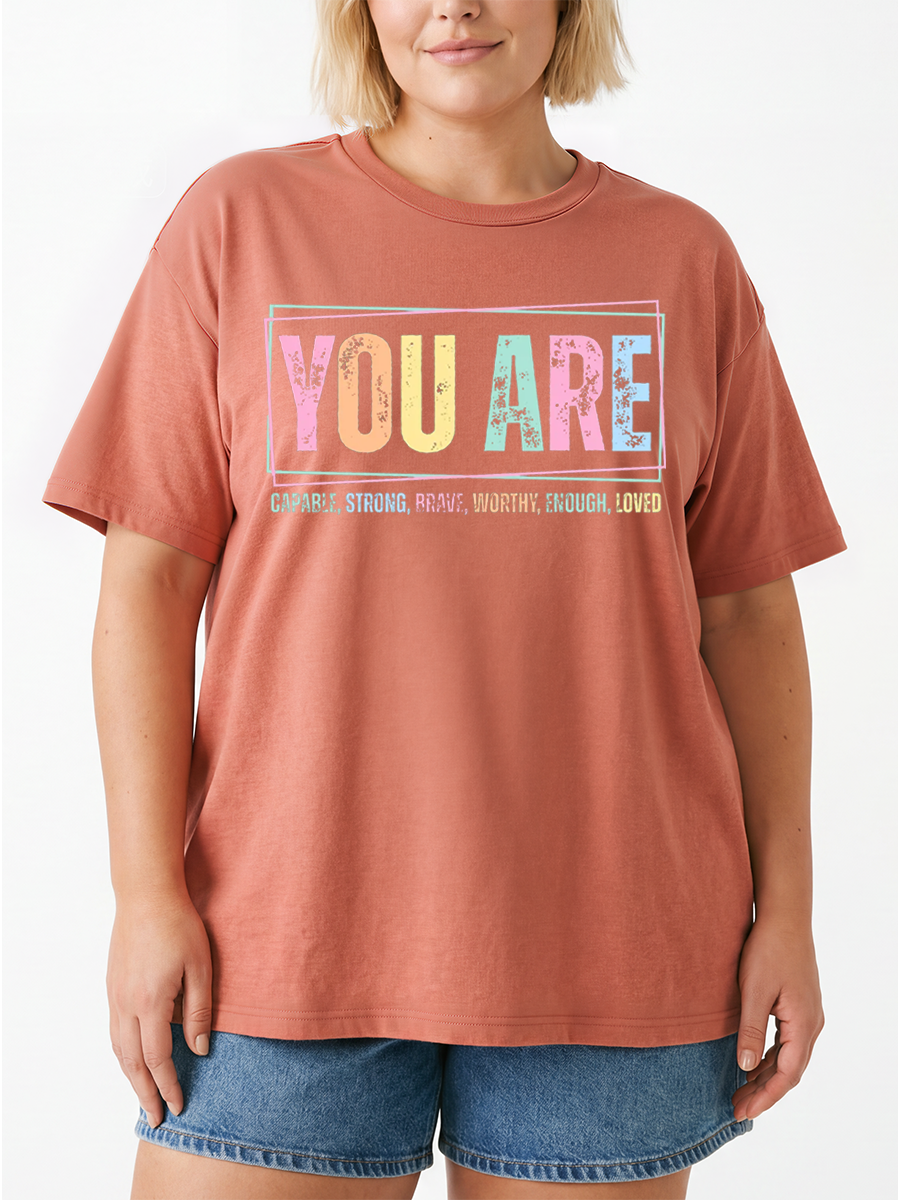 Vintage You Are Inspirational Oversize Graphic Tee