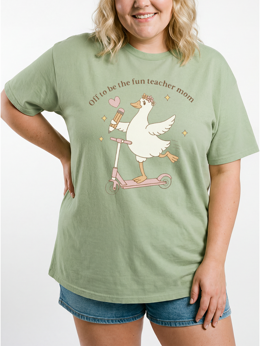 Vintage Off To Be The Fun Teacher Mom Oversize Graphic Tee