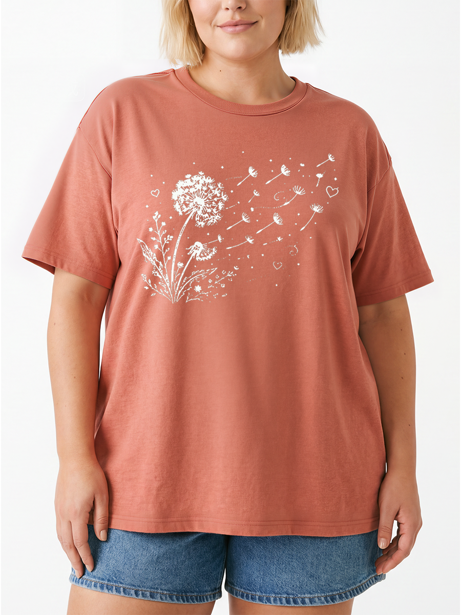 Vintage Dandelion Wildflower Oversize Graphic Tee