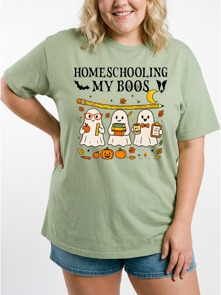 Vintage Halloween Homeschool Mama Oversize Graphic Tee