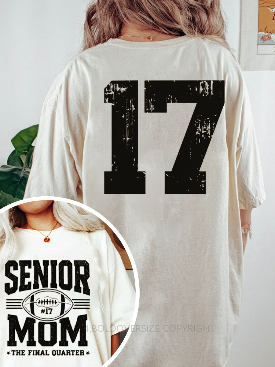 Vintage Senior Football Mom Oversize Graphic Tee