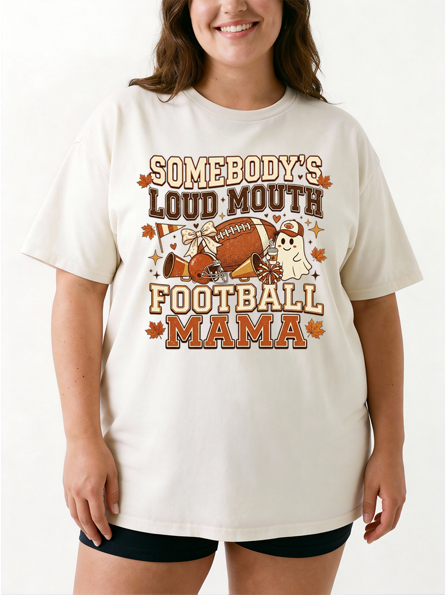 Vintage Somebody'S Loud Mouth Football Mama Oversize Graphic Tee