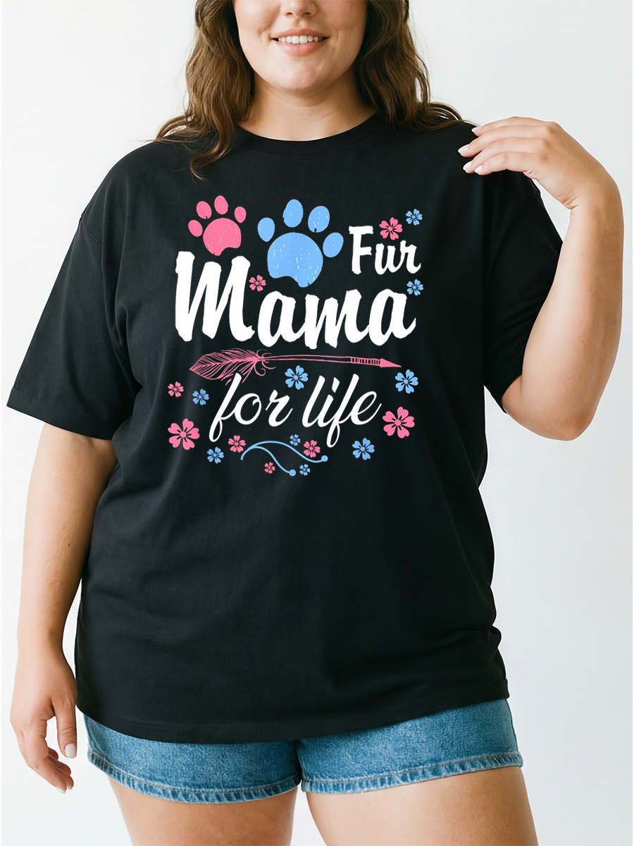 Vintage Dog Mama Fur Life Oversize Graphic Tee