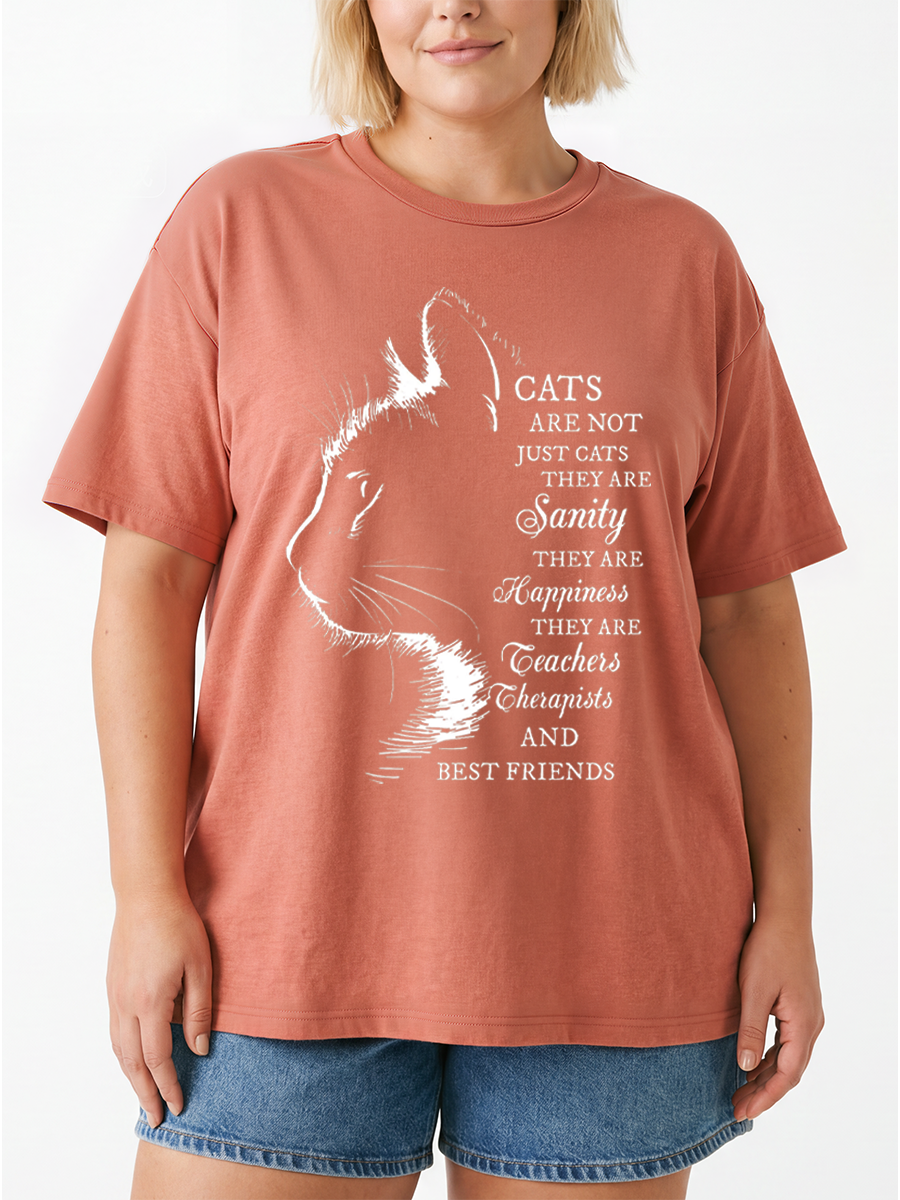 Vintage Inspirational Cat Quote Oversize Graphic Tee