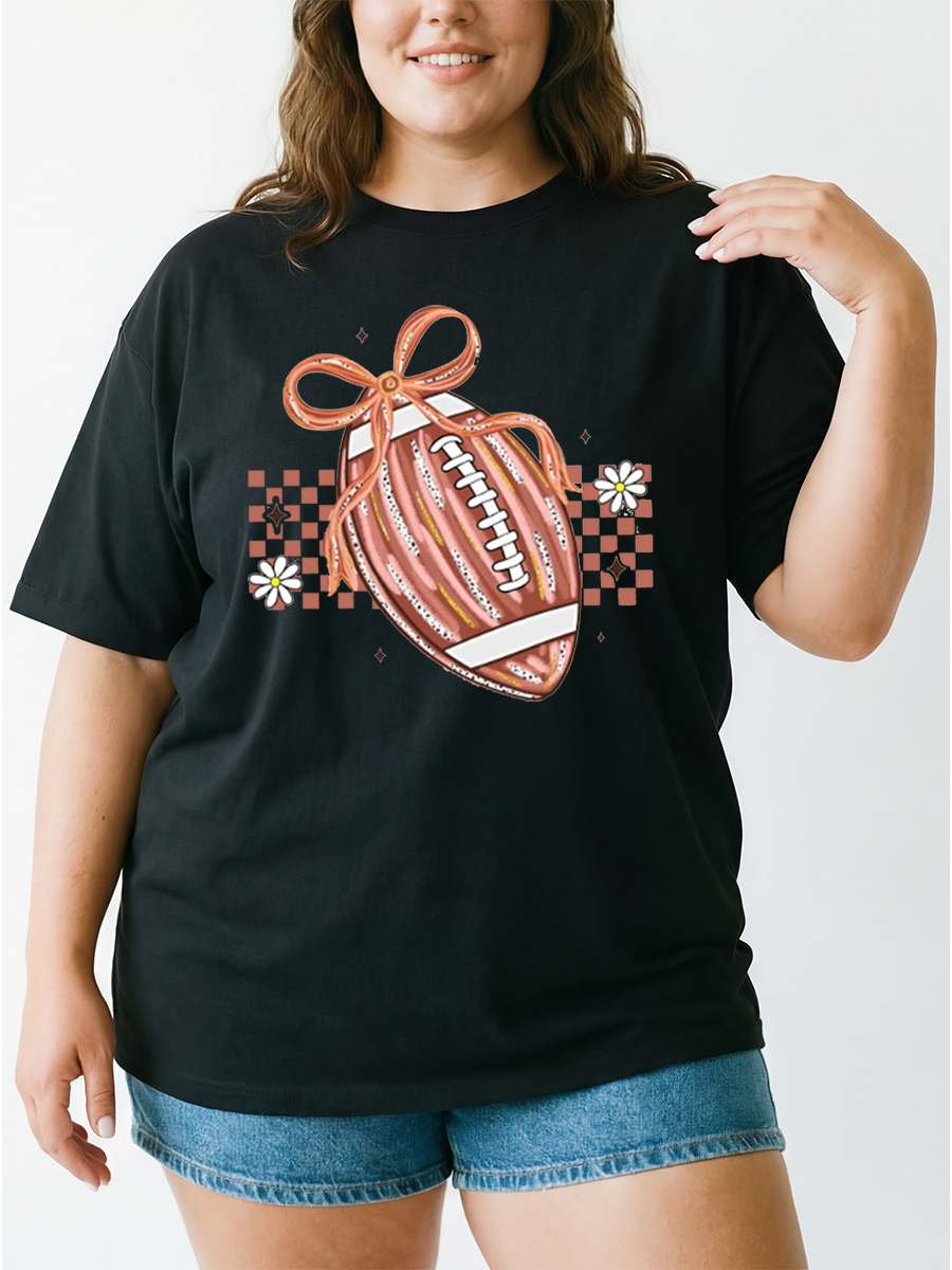 Vintage Touchdown Season Football Mom Oversize Graphic Tee