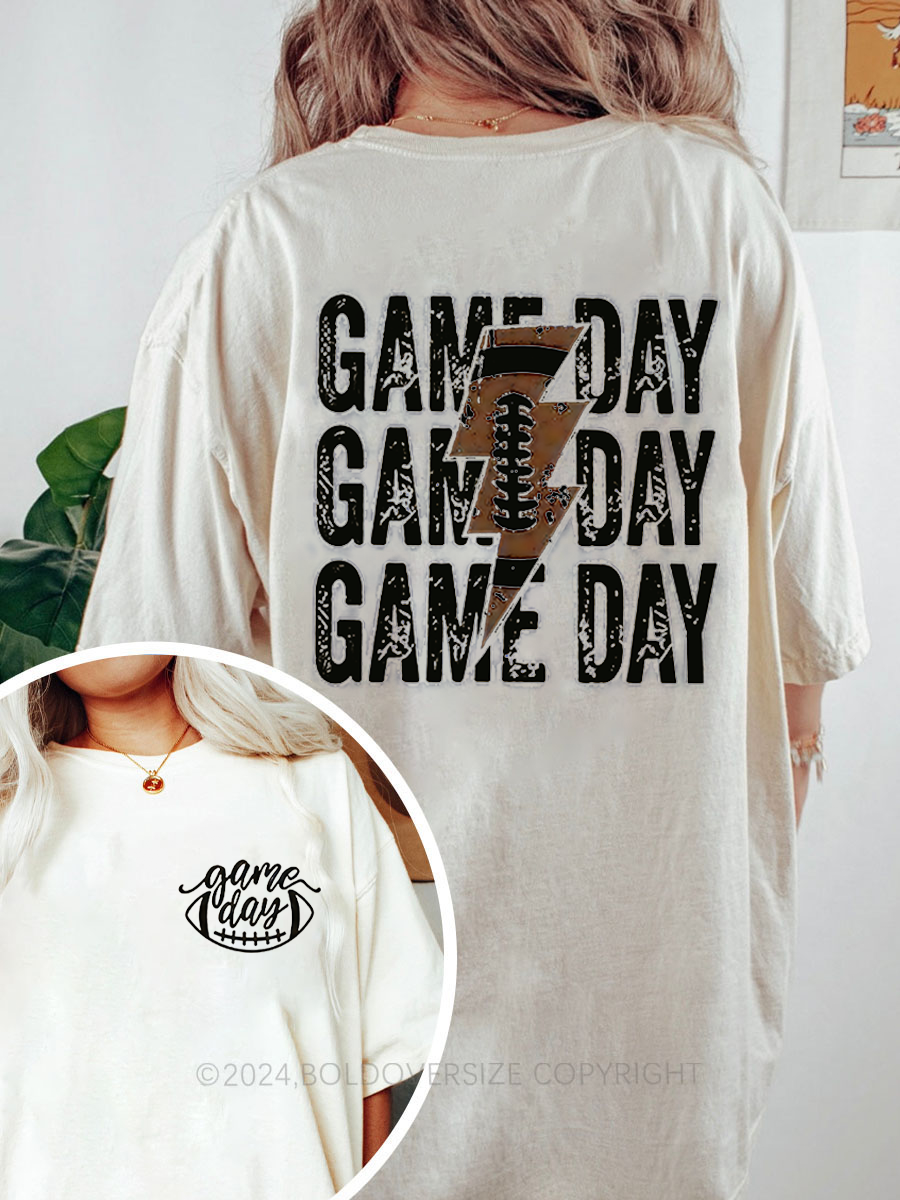 Personalized Vintage Game Day Football Mom Oversize Graphic Tee