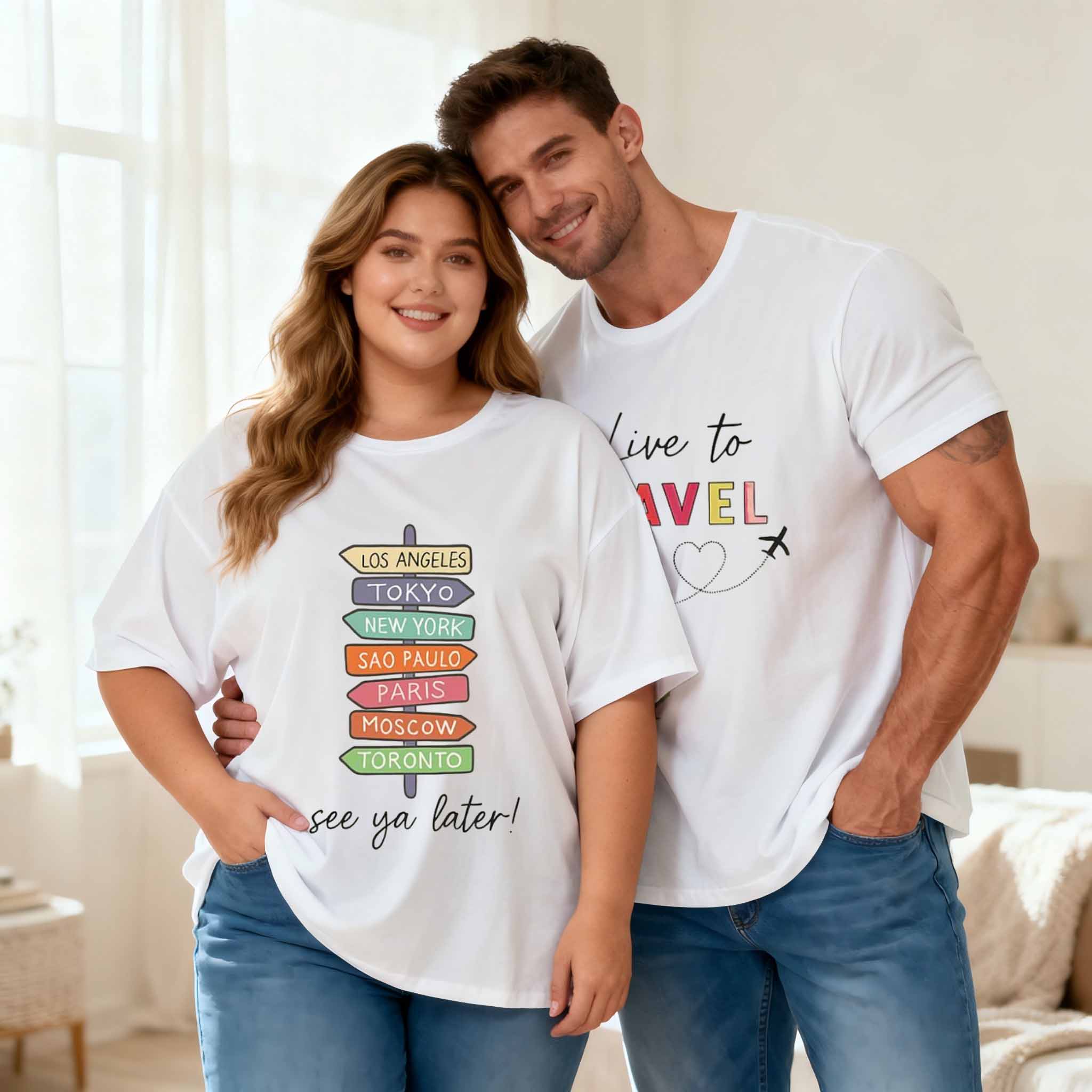 Vintage Travel Bucketlist Couple Shirt