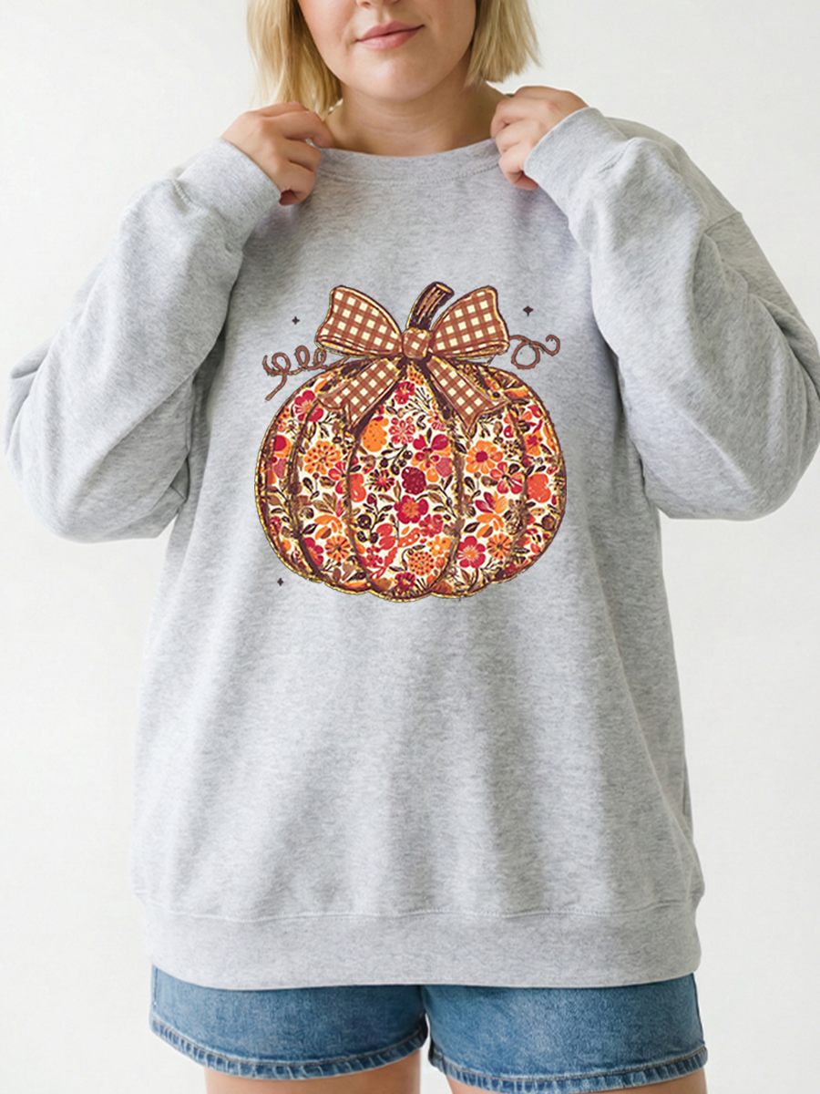 Vintage Floral Pumpkin Graphic Sweatshirt