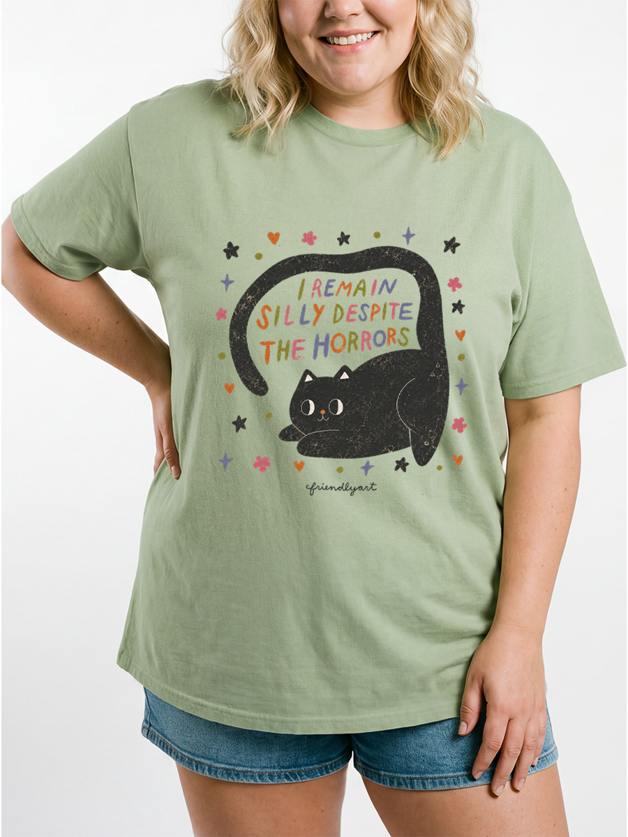 Vintage I Remain Silly Despite The Horrors Oversize Graphic Tee