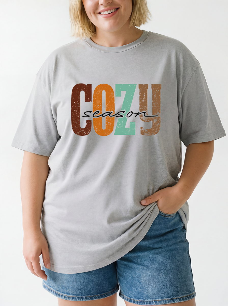 Vintage Cozy Season Oversize Graphic Tee