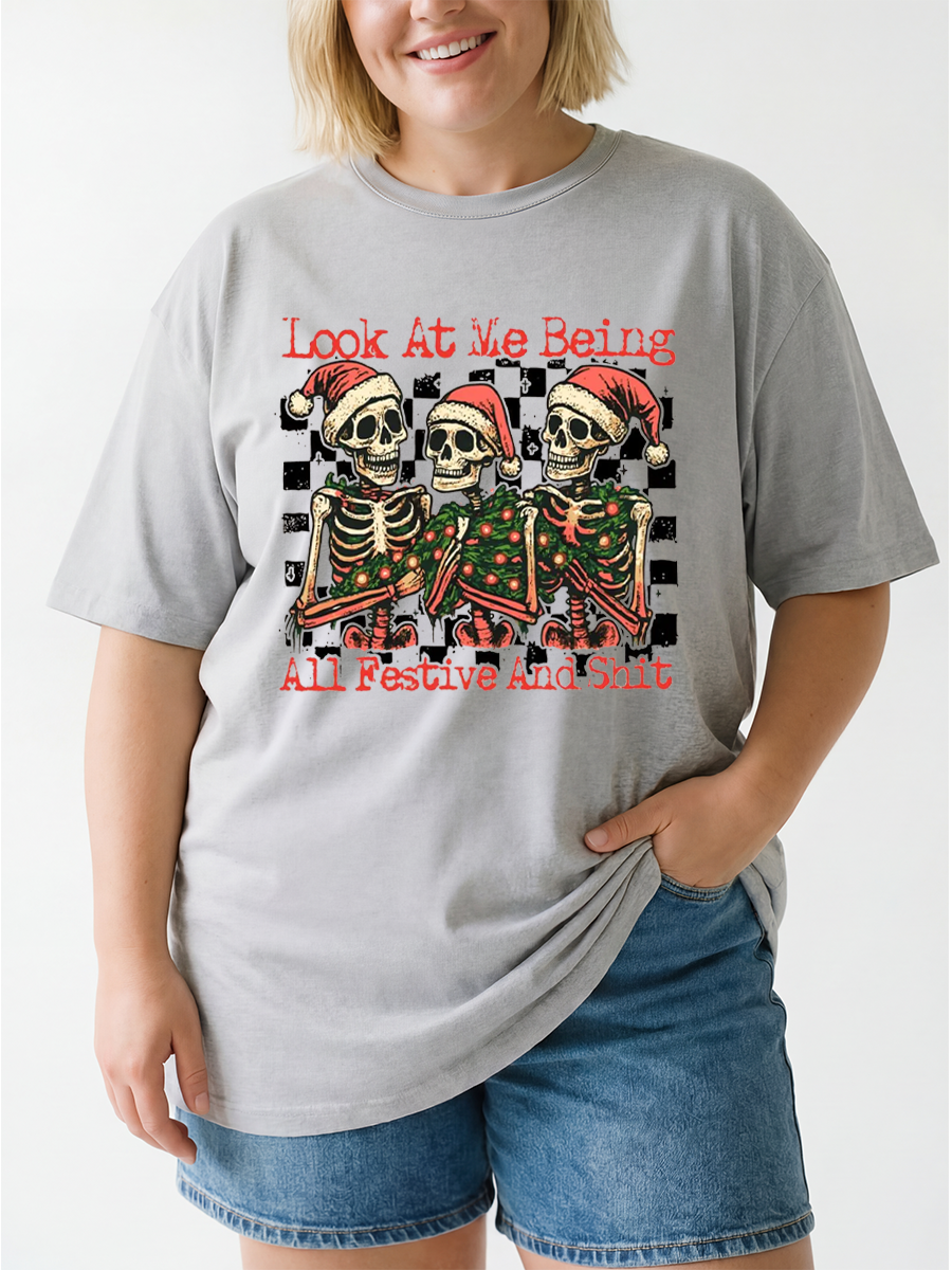 Vintage Look At Me Being All Festive And Shit Oversize Graphic Tee