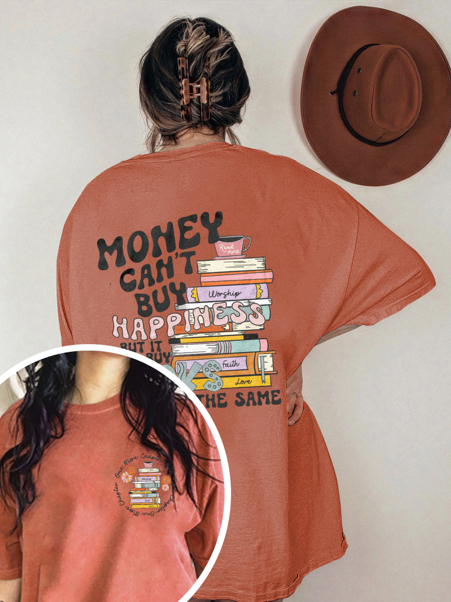 Vintage Money Can'T Buy Happiness But It Can Books T-Shirt