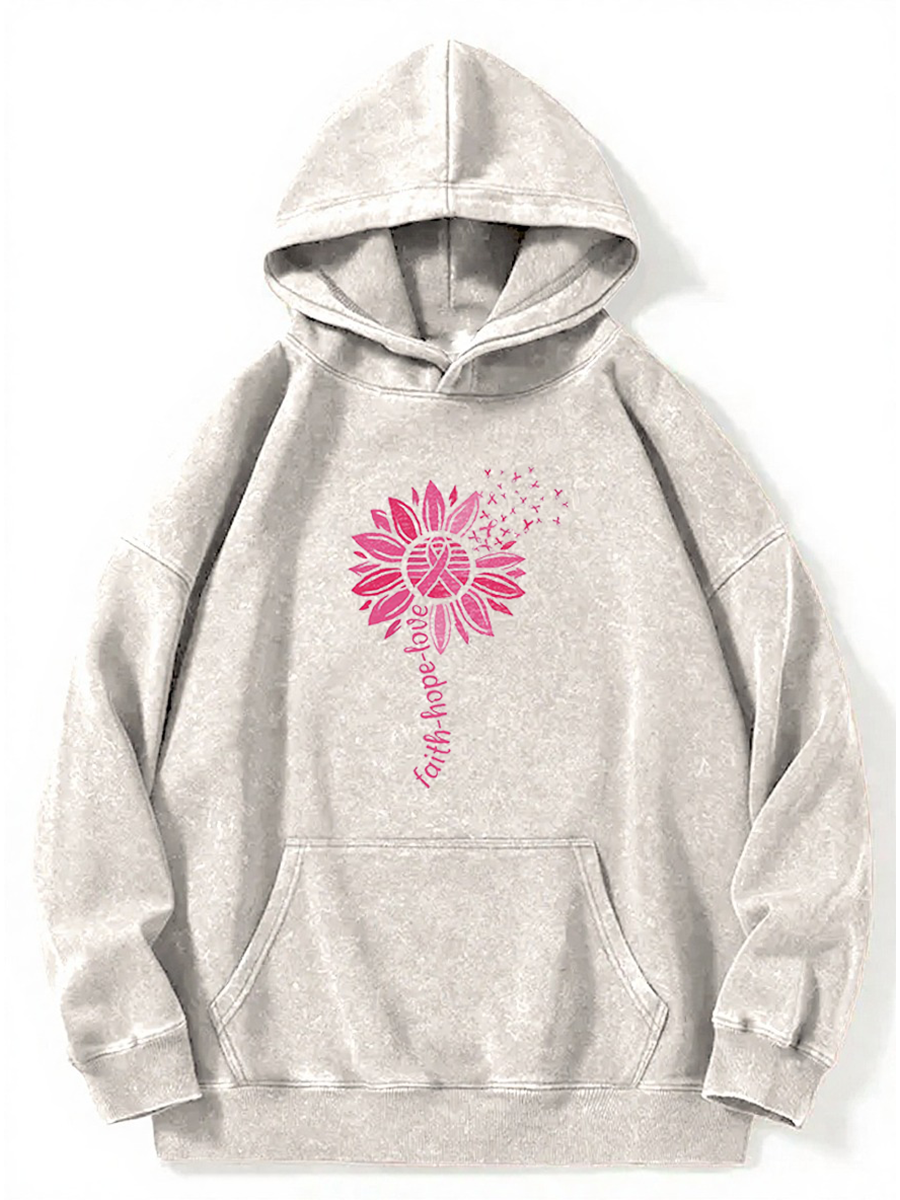 Vintage Breast Cancer Sunflower Washed Hoodie