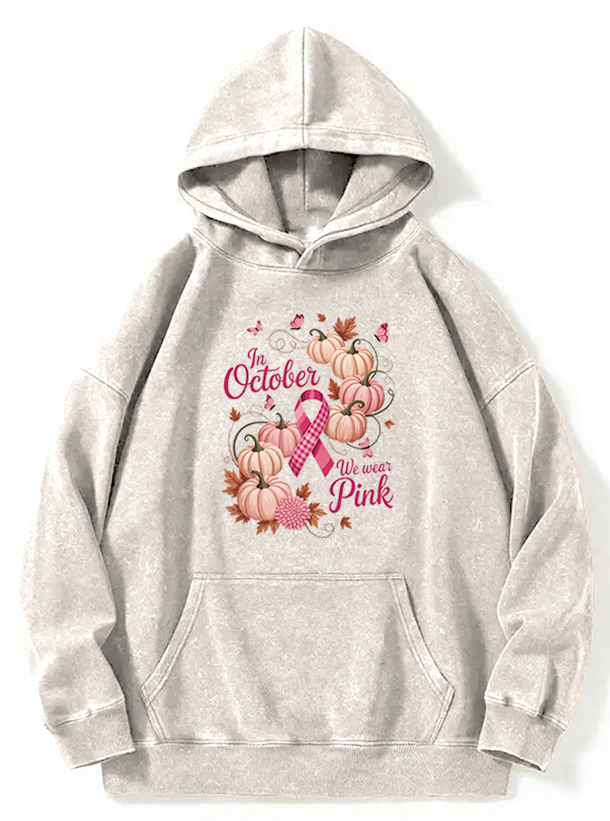Vintage October Pink Ribbon Washed Hoodie