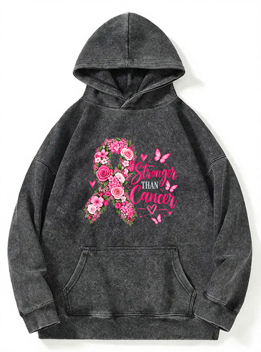 Vintage Floral Breast Cancer Awareness Washed Hoodie