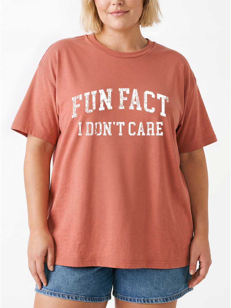 Vintage Fun Fact I Dont Care Oversize Graphic Tee