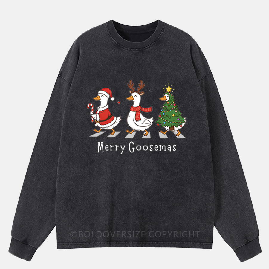 Vintage Merry Goosemas Washed Long Sleeve Shirt