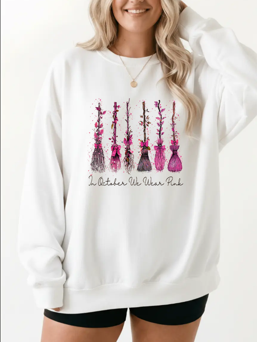 Vintage In October We Wear Pink Graphic Sweatshirt