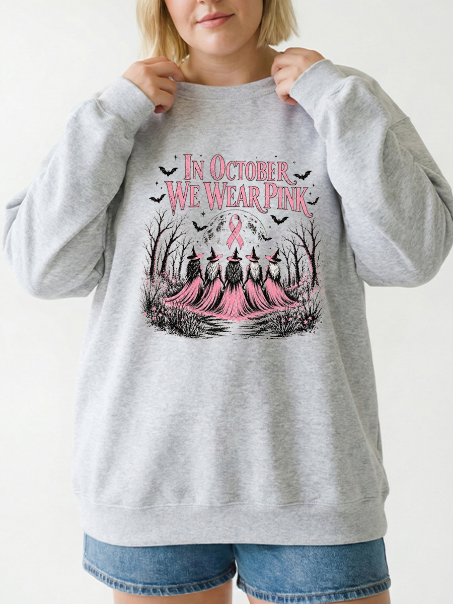 Vintage In October We Wear Pink Graphic Sweatshirt