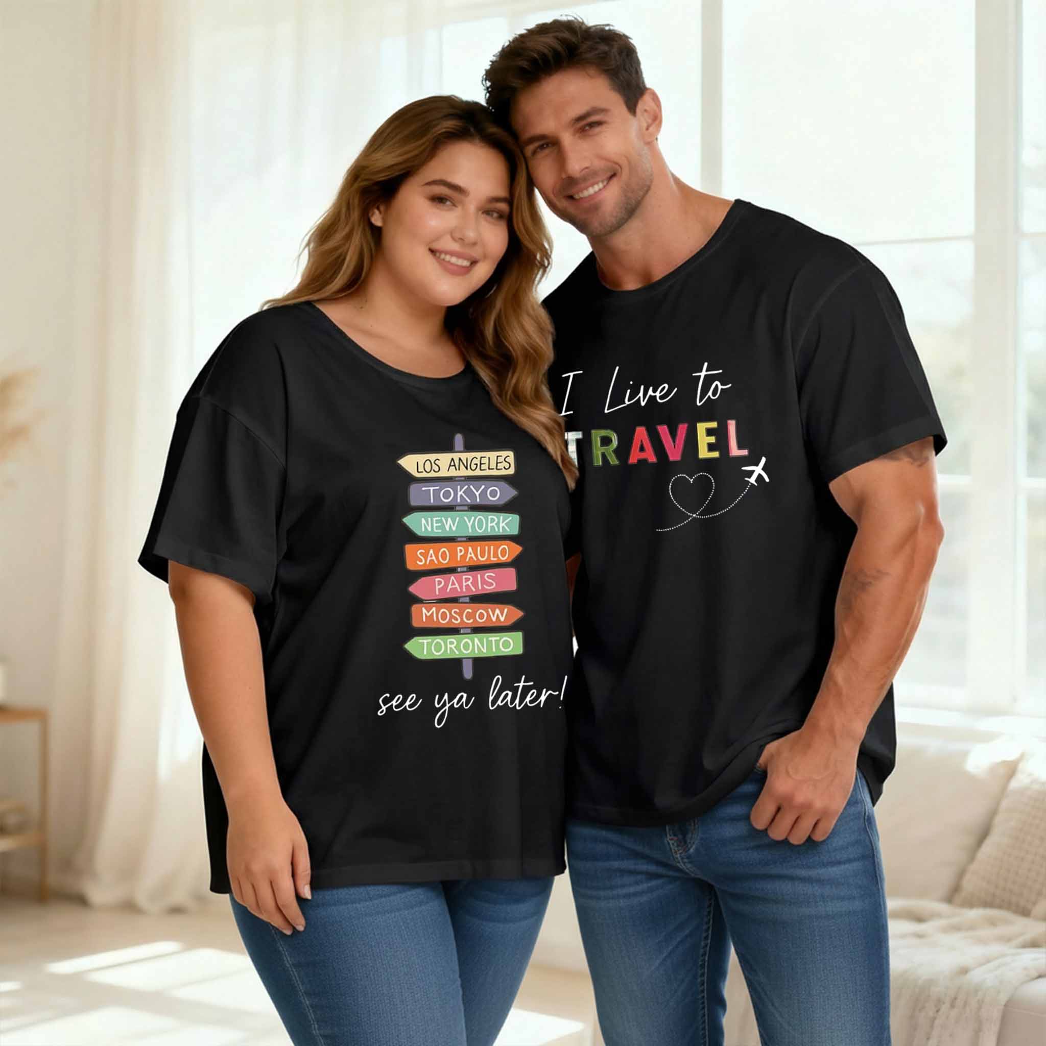 Vintage Travel Bucketlist Couple Shirt