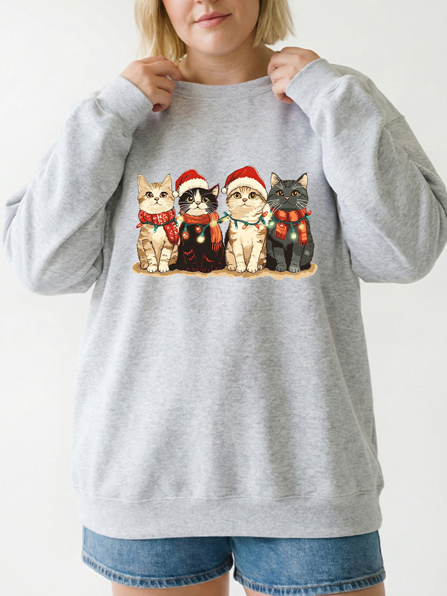 Christmas Cute Cats Graphic Sweatshirt