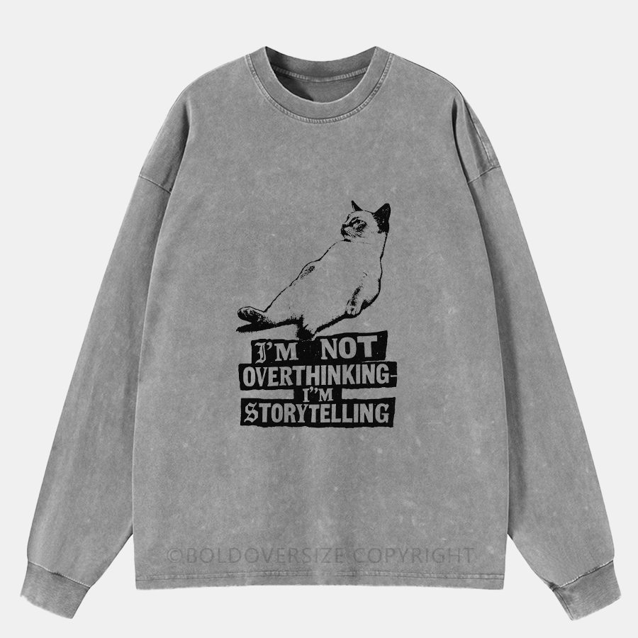 Vintage I'M Not Overthinking Washed Long Sleeve Shirt