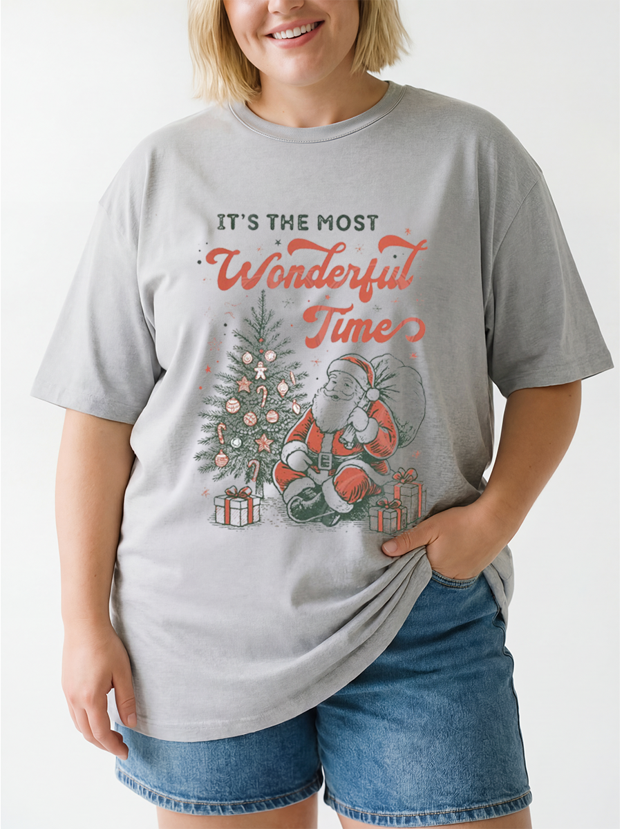 Vintage It'S The Most Wonderful Time Oversize Graphic Tee