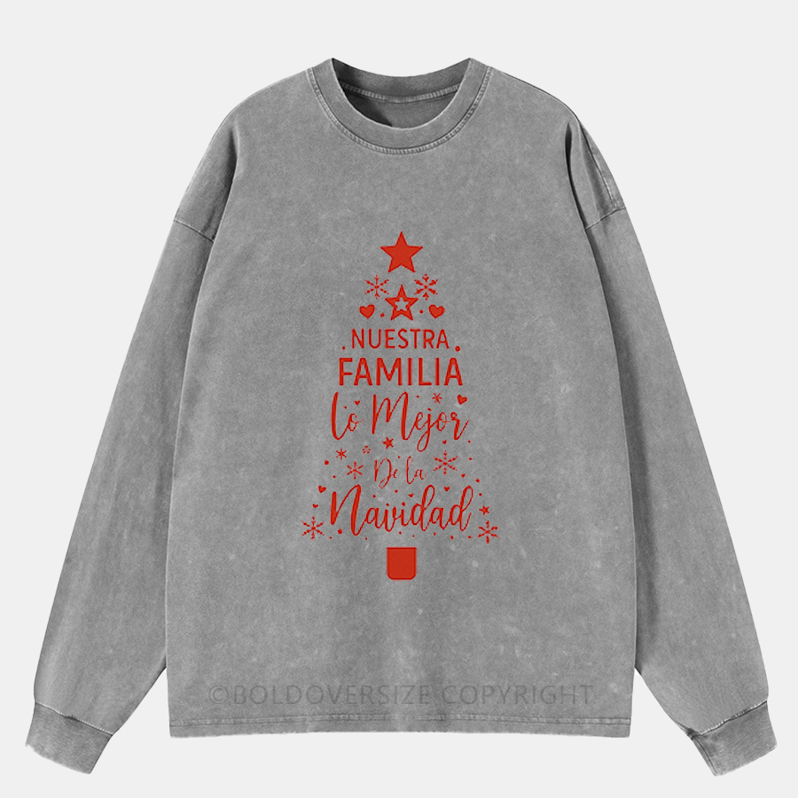 Vintage Nuestra Familia Lo Mejor De La Navidad Washed Long Sleeve Shirt