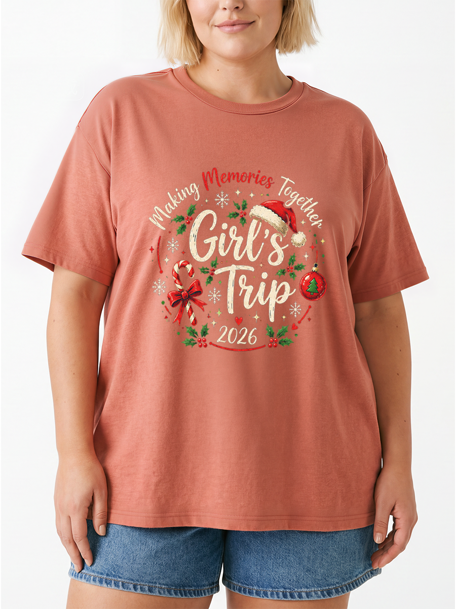 Vintage Making Memories Together Girls Trip 2026 Oversize Graphic Tee