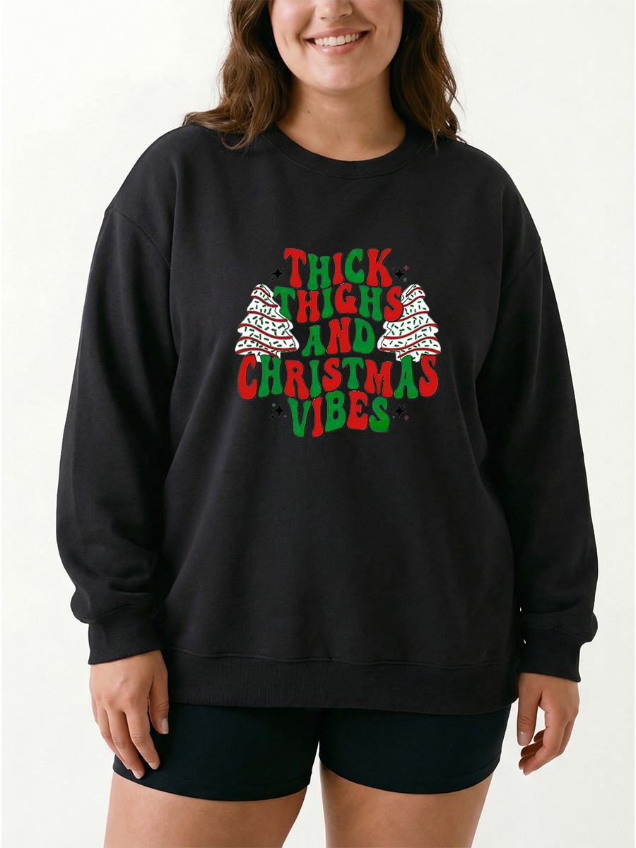 Vintage Thick Thighs And Christmas Vibes Sweatshirt