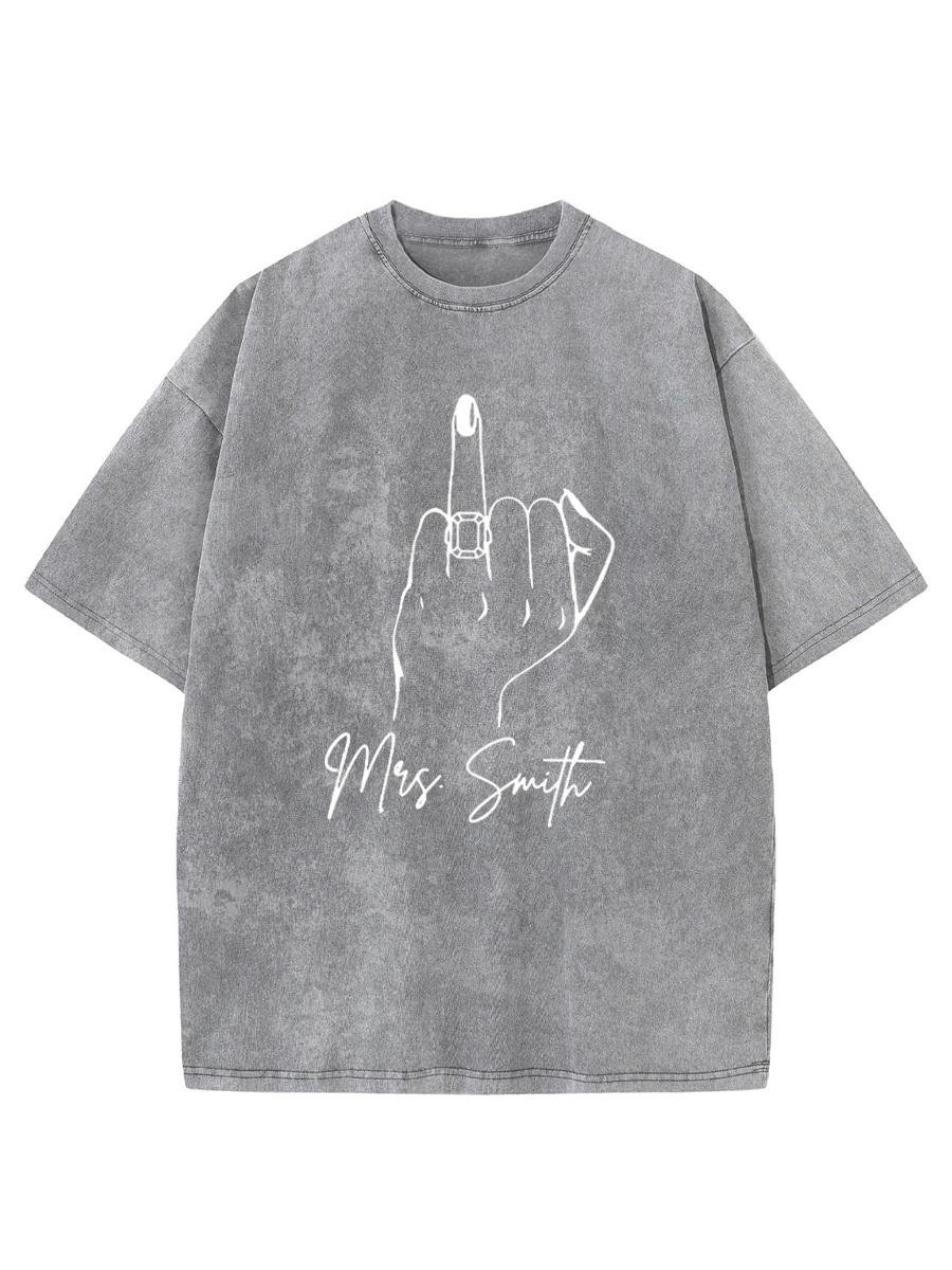 Custom Bride Mrs. Last Name Washed T-Shirt