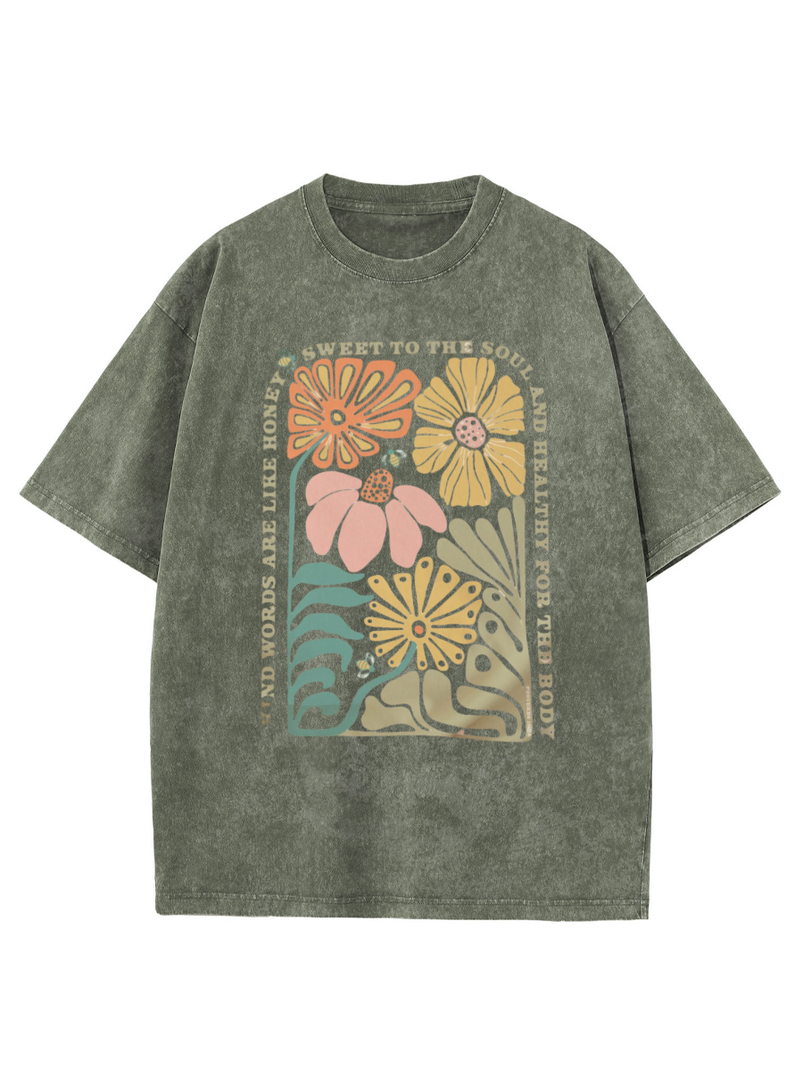 Vintage Boho Flower Washed T-Shirt