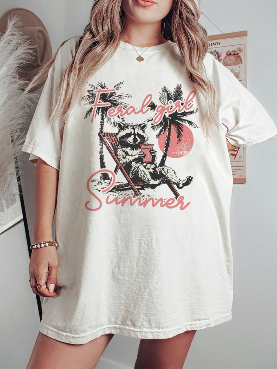 Vintage Feral Girl Summer T-Shirt