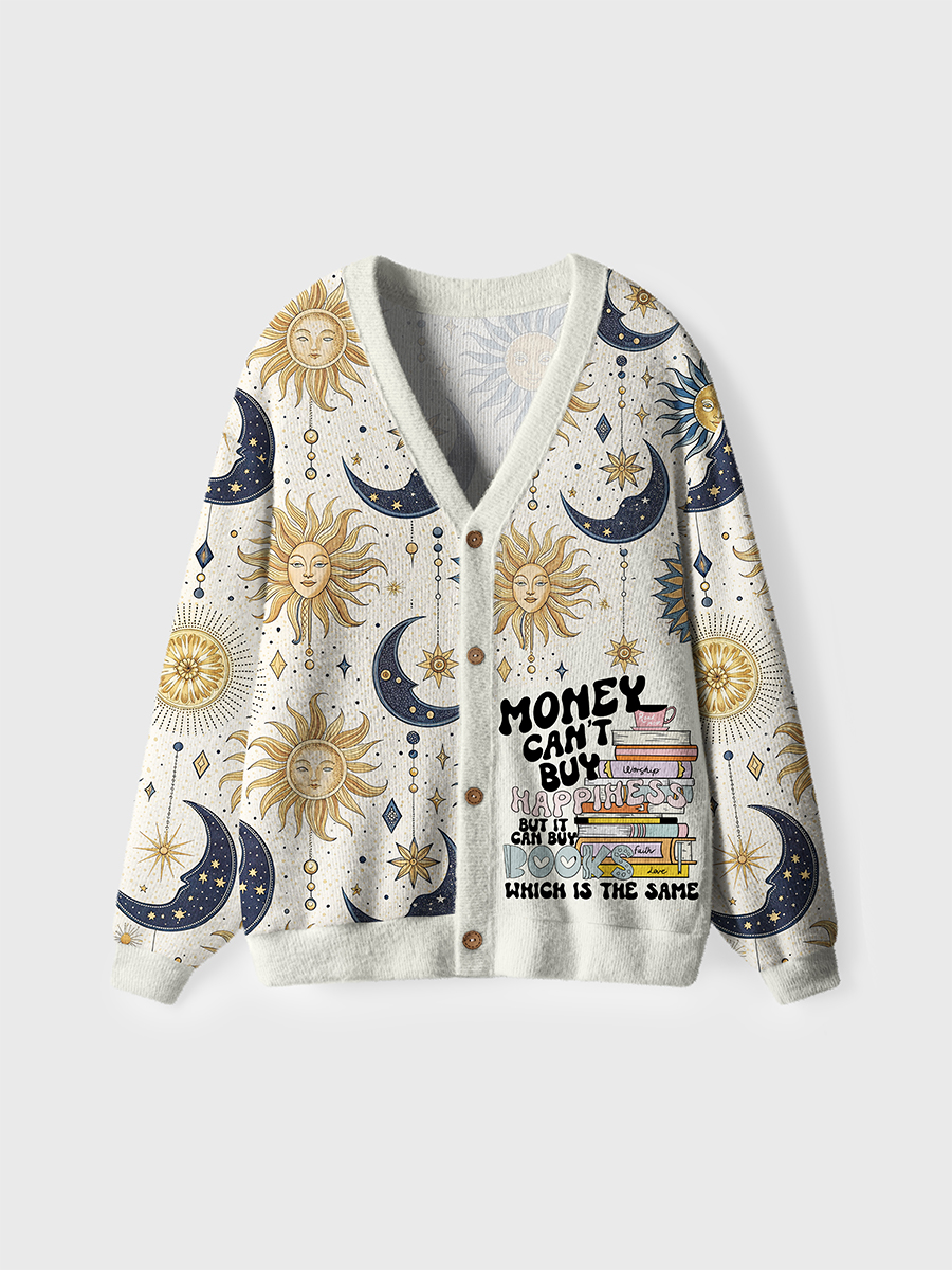 Vintage Money Can't Buy Happiness But It Can Books Cardigan Sweaters