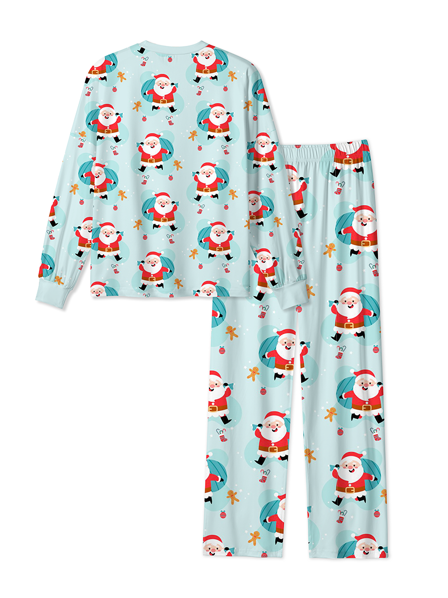 Vintage Cheerful Gift-Giving Cartoon Santa Claus Pajamas