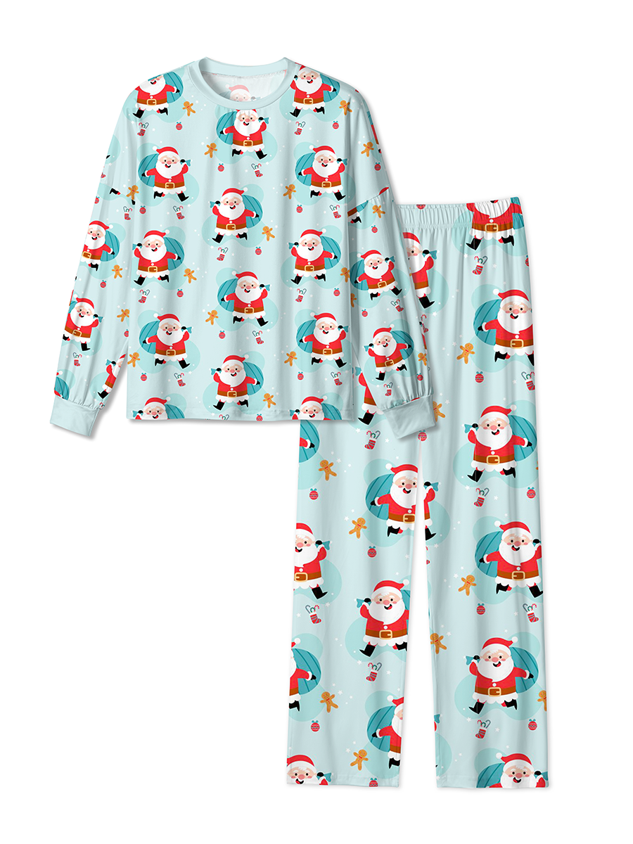 Vintage Cheerful Gift-Giving Cartoon Santa Claus Pajamas