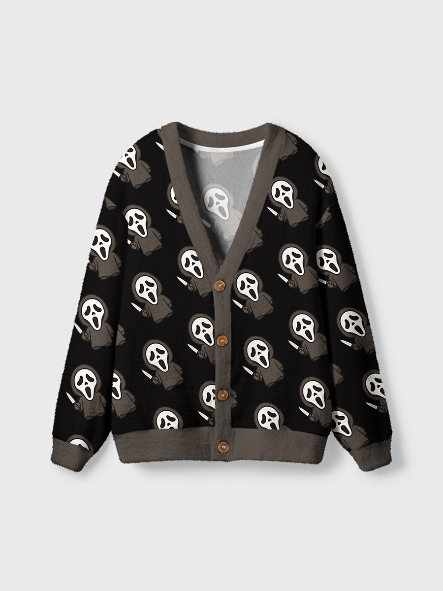 Vintage Cute Ghostface Halloween Cardigan Sweaters